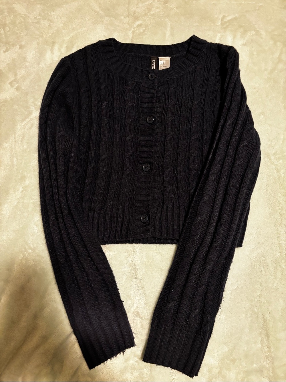 H&M Navy Cable Knit Cropped Cardigan